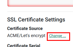 Certificate Source change button